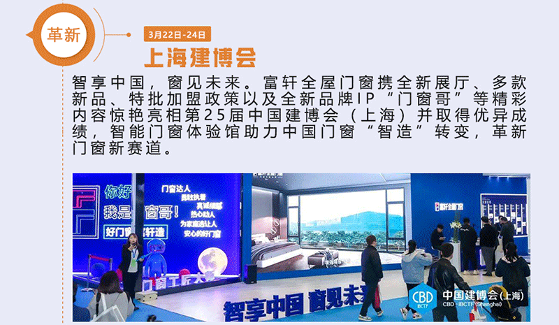 富軒全屋門窗攜全新展廳、多款新品、特批加盟政策以及全新品牌IP“門窗哥”等精彩內容驚艷亮相第25屆中國建博會（上海）