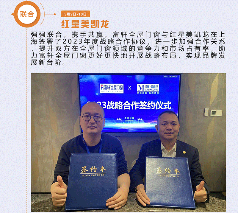 富軒全屋門窗與紅星美凱龍在上海簽署了2023年度戰略合作協議